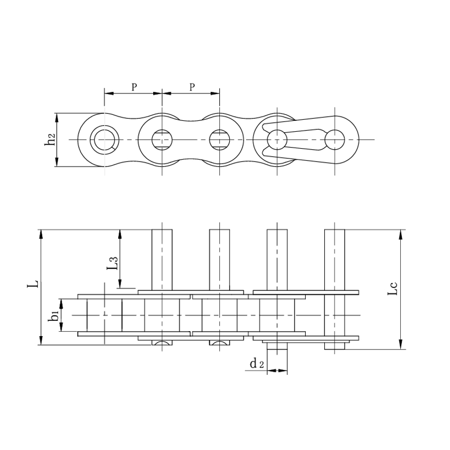 Xích băng tải bước ngắn chân mở rộng